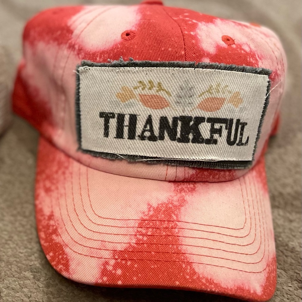 Red Tie-Dye Thankful Cap